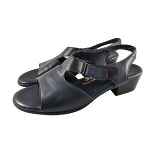 SAS Suntimer Women's Size 9.5M Navy Block Heel Sandals W/ Adjustable Strap